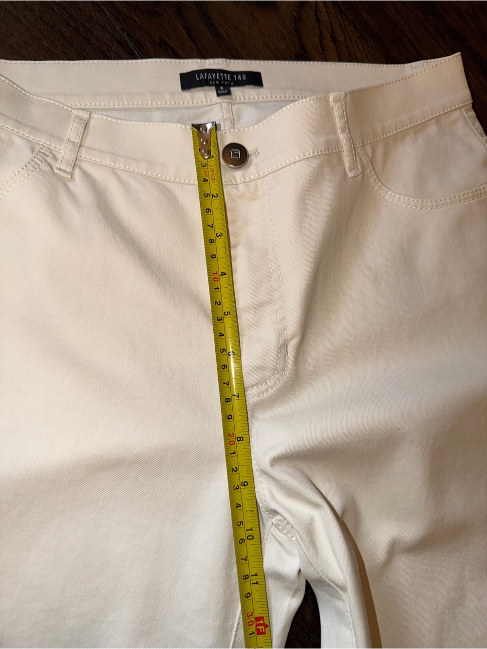 Lafayette 148 New York Women Pants Jeans Cream Straight Leg Size 8, EUC - Picture 7 of 7